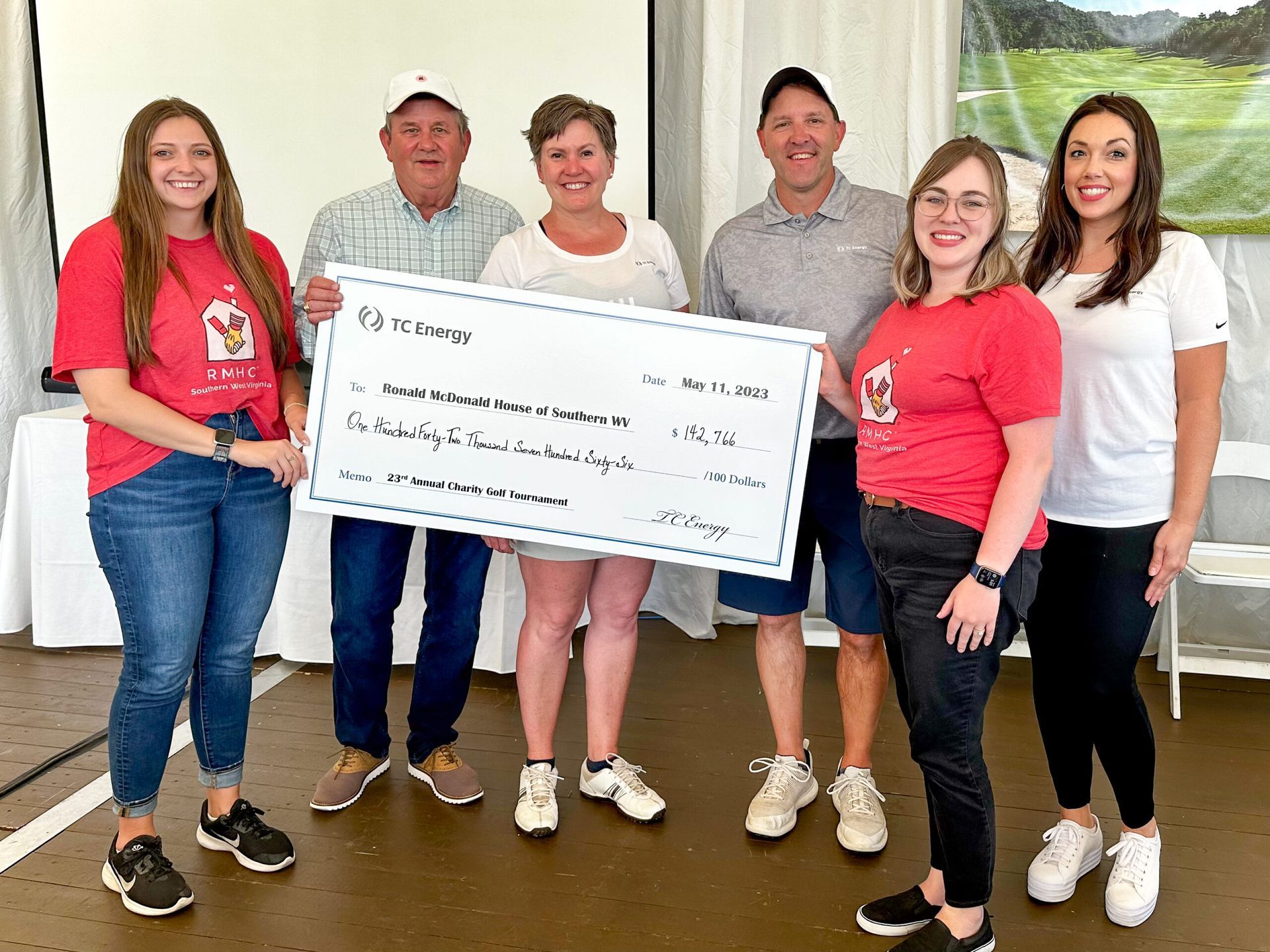 Group presenting fundraiser check