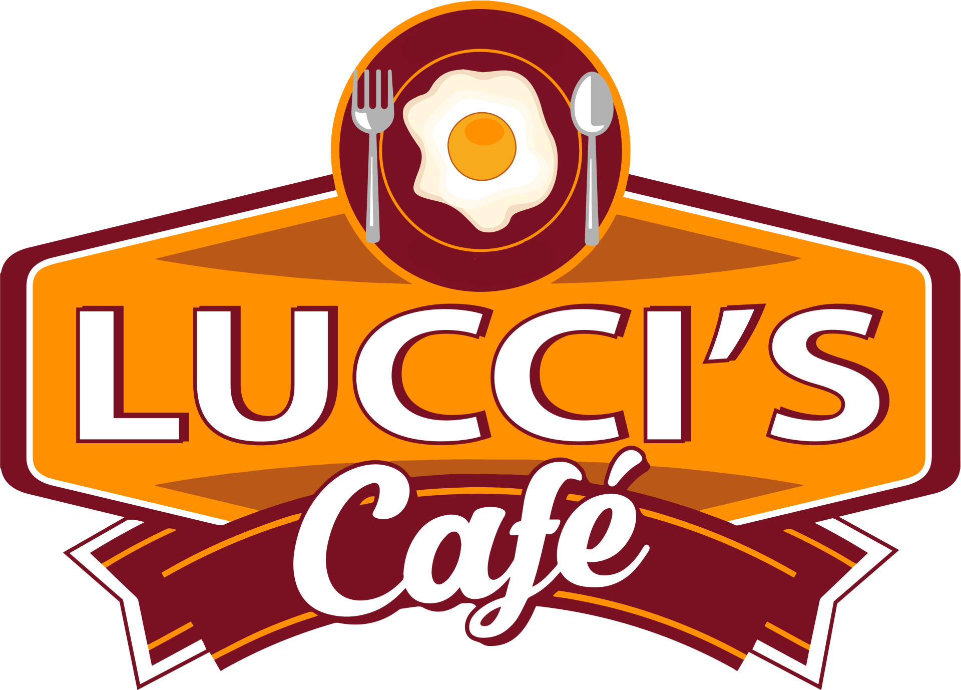 A logo for a restaurant called lucci 's cafe