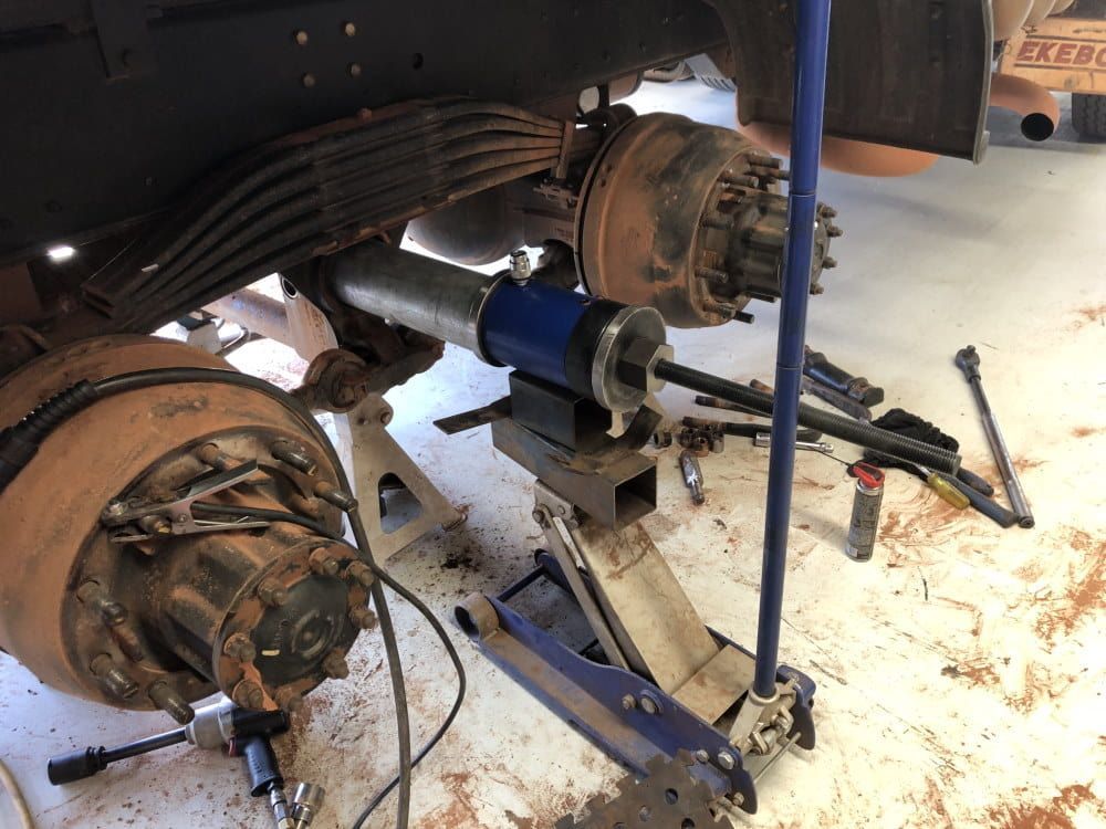 A Truck is Being Worked on With a Jack — RK Diesel Services in Ciccone, NT