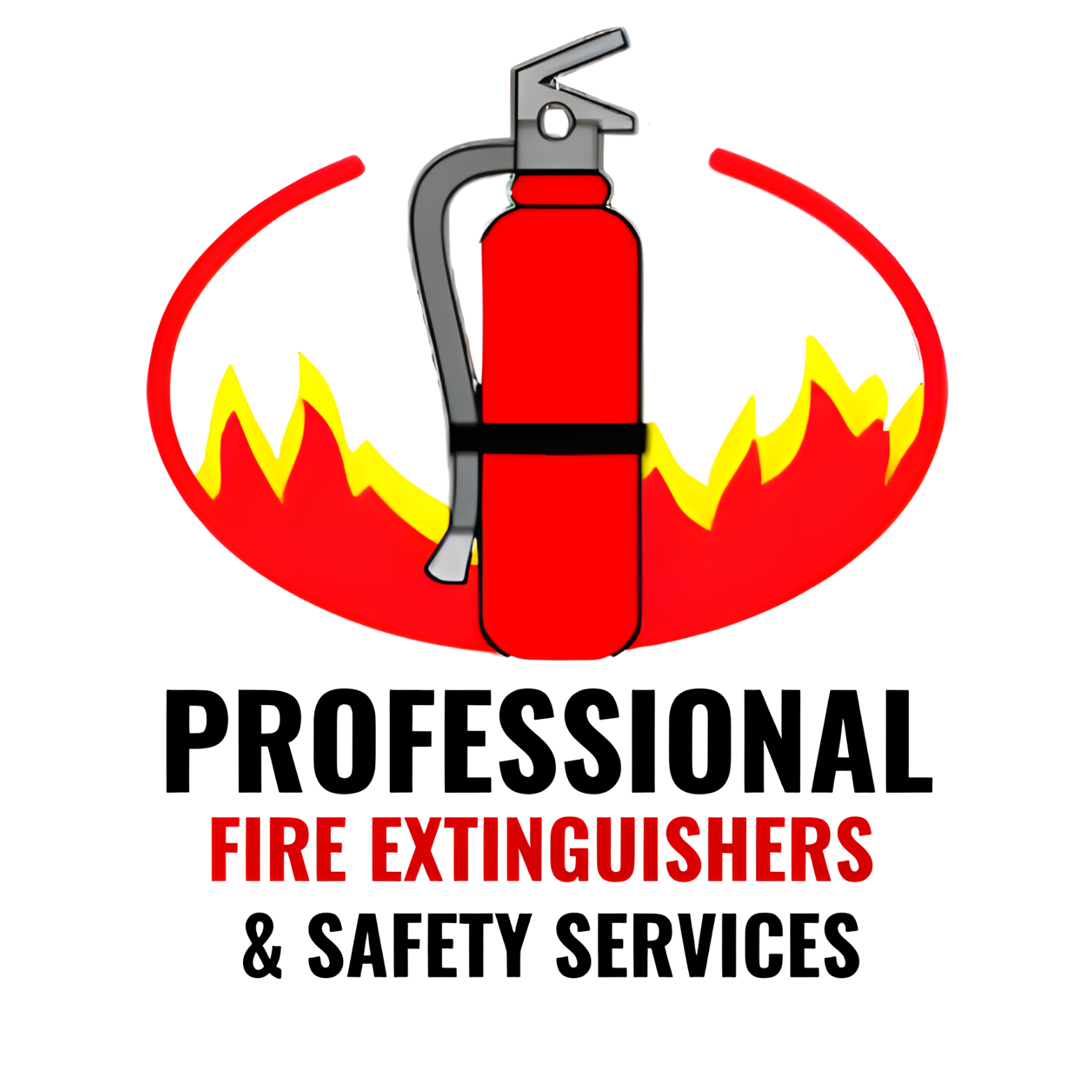 A logo for professional fire extinguishers and safety services