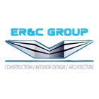 Logo for ER&C Group, a construction, interior design, and architecture company. Features a stylized V shape with blue text.