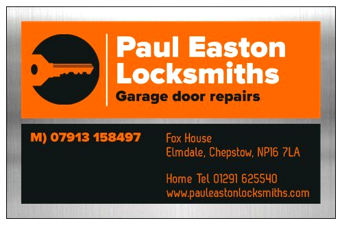 Paul Easton Locksmiths Chepstow business card