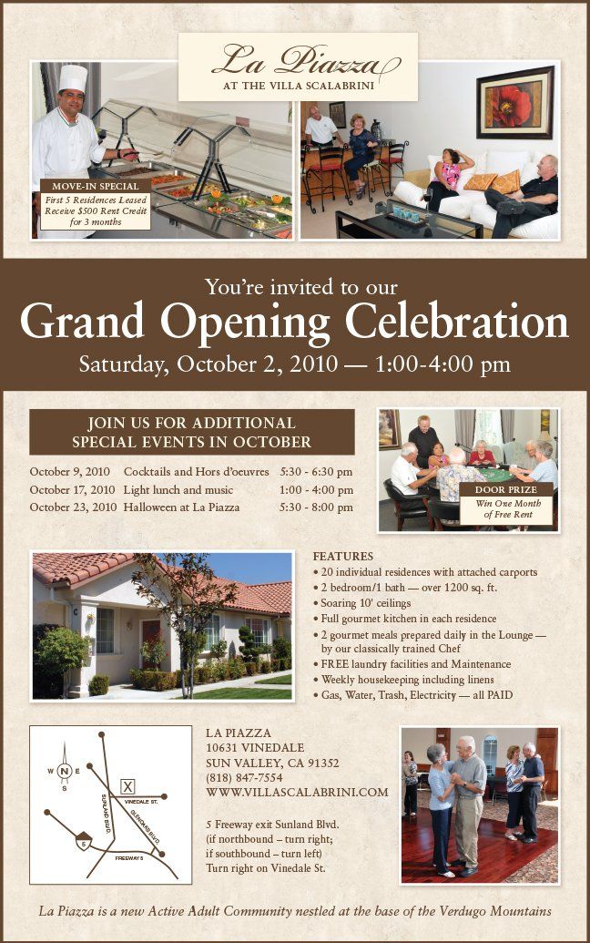 Newspaper ad design for Grand Opening Newspaper of  LaPiazza Senior Community