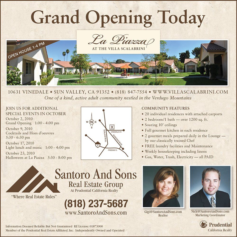 Ad design for Grand Opening of LaPiazza Senior Community
