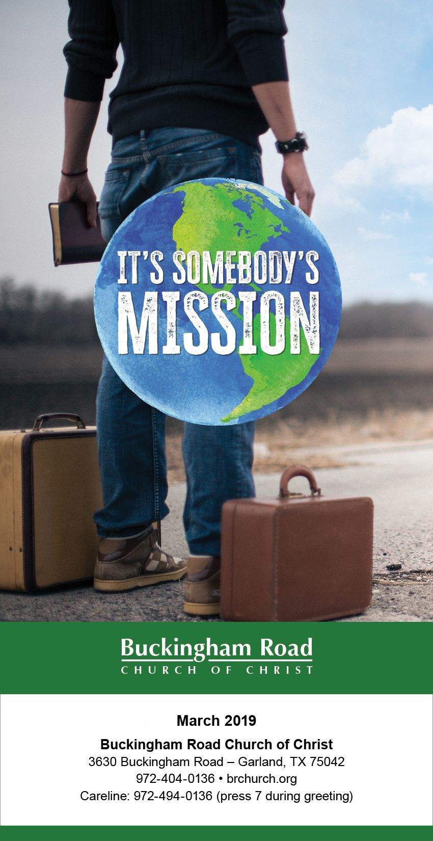 It's Somebody's Mission, Missions theme bulletin cover for Buckingham Road Church of Christ