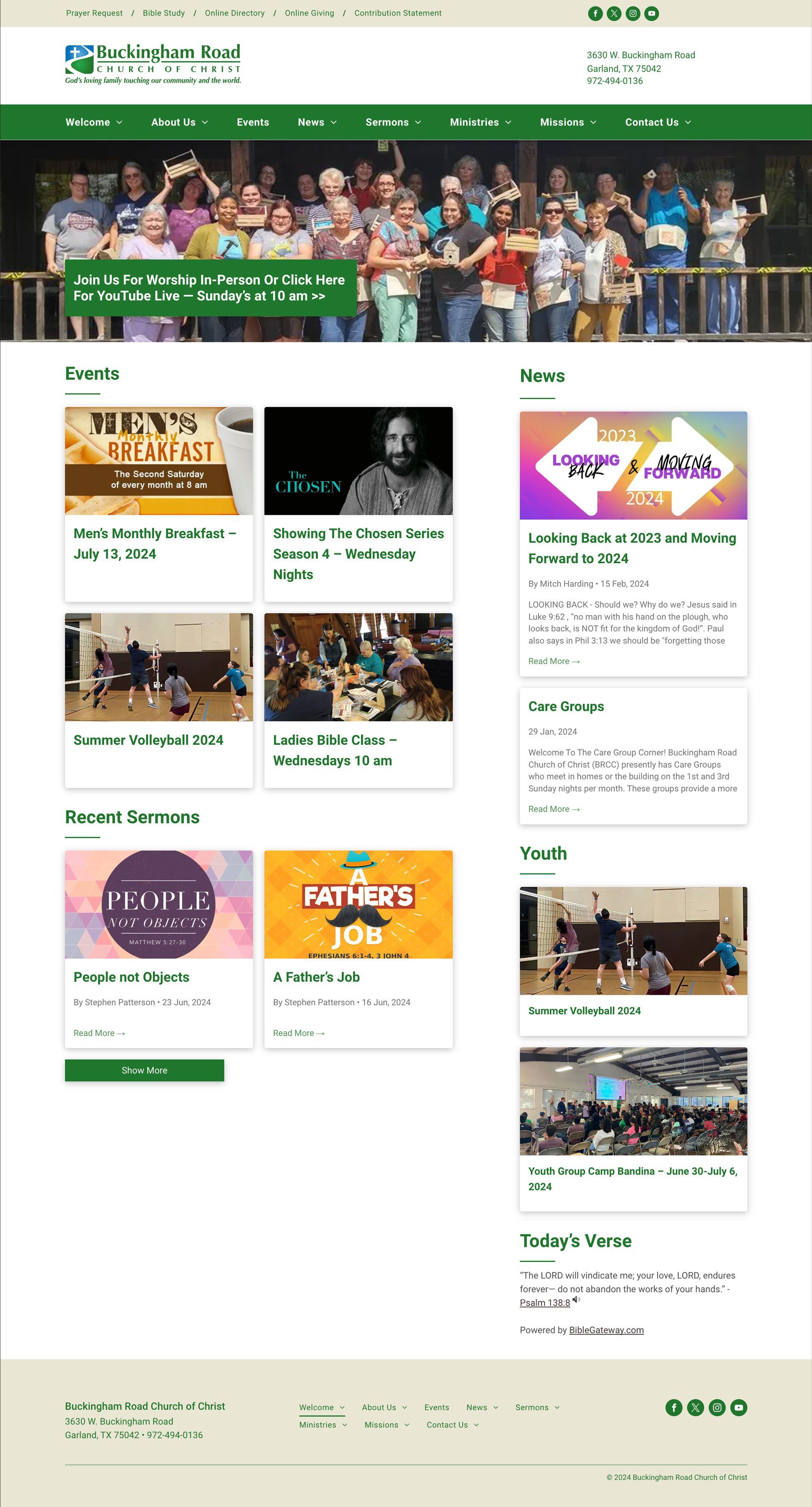 Website design for Buckingham Road Church of Christ