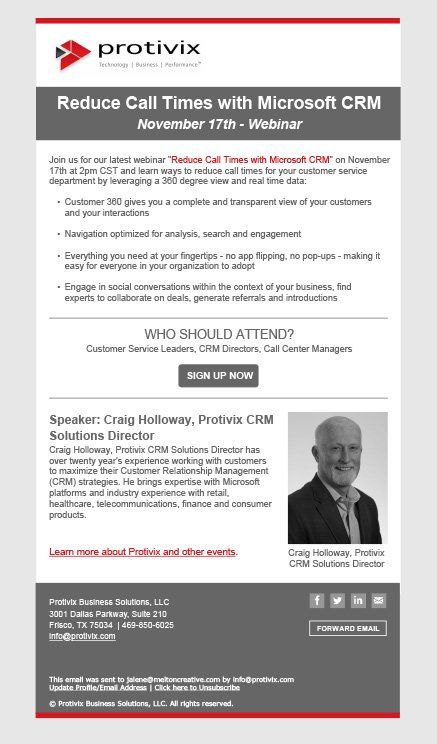 Business event eblast