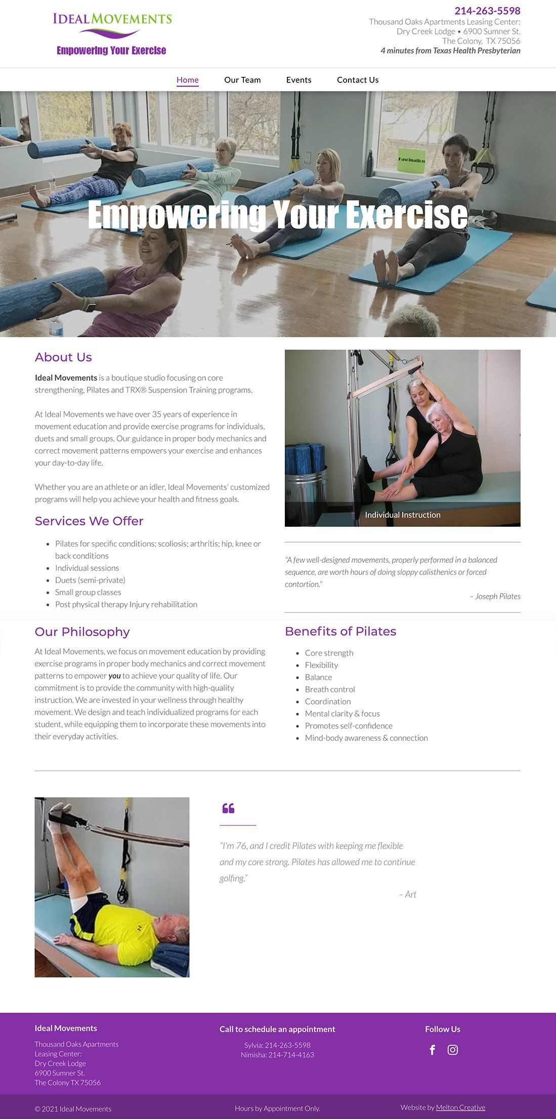 Ideal Movements Pilates Studio Website