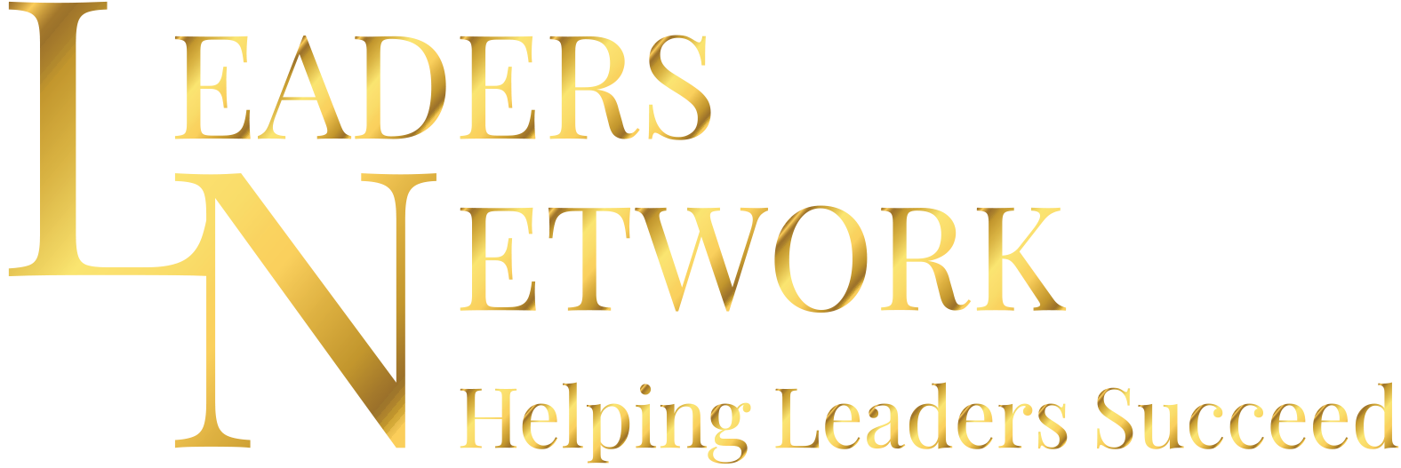 A gold logo for leaders network helping leaders succeed.