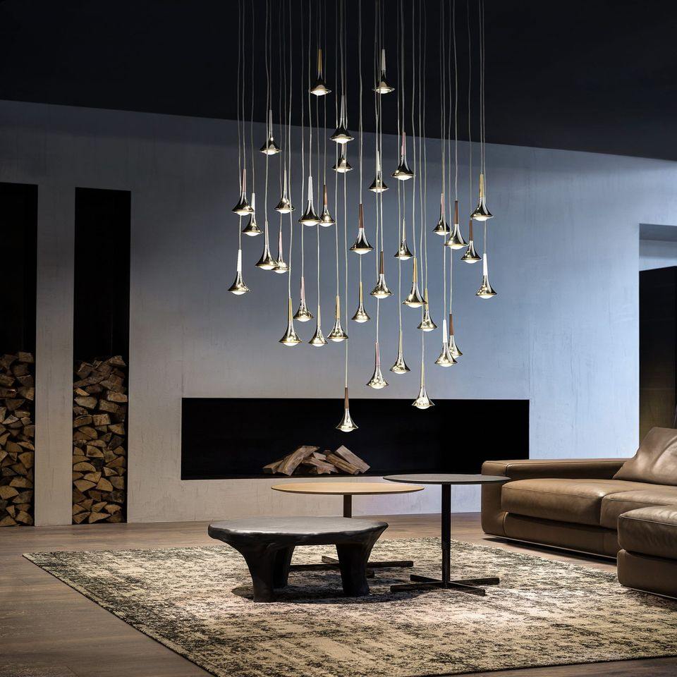 lampadario elegante dorato a sospensione