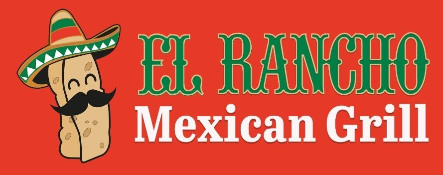 El Rancho Breakfast & Tacos restaurant logo in a red rounded rectangle with green text.