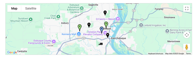 Live map of technician locations in ThermoGrid.