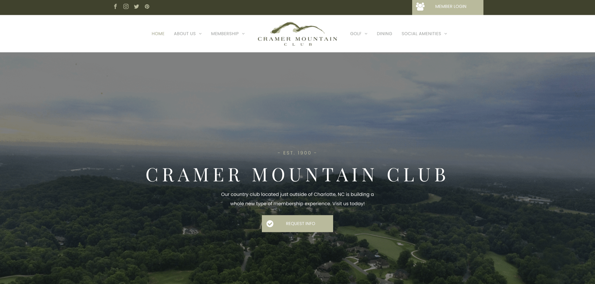 A screenshot of the cramer mountain club website