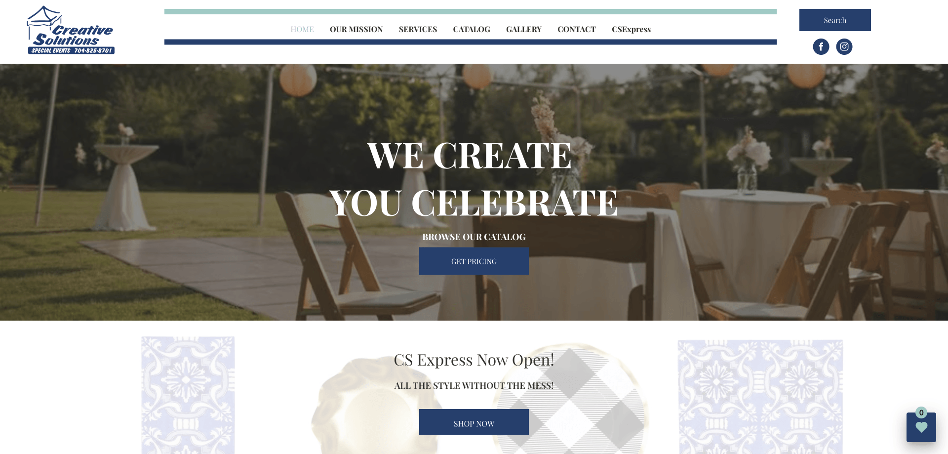 A screenshot of a website for a company called we create you celebrate.