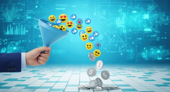 Paid advertising funnel converting social media engagement into revenue