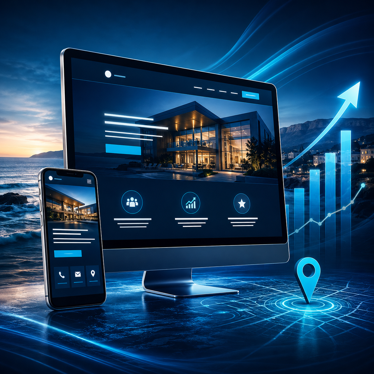 Modern Monterey local business website design on desktop and mobile