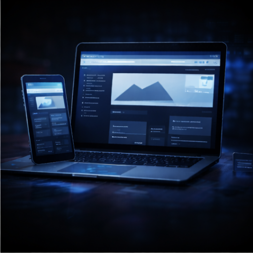 Responsive website displayed on laptop and smartphone showing mobile optimized design