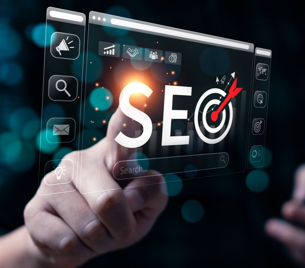 Search engine optimization strategy interface showing SEO performance and rankings