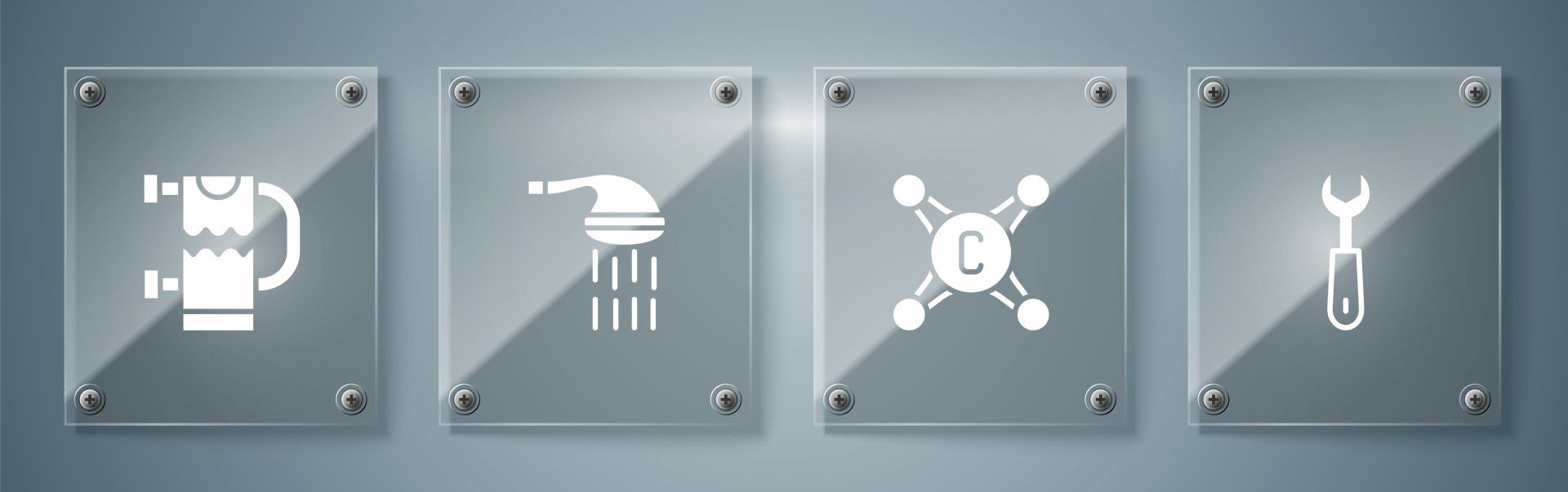 Graphic of water heater, shower, cold, and tool