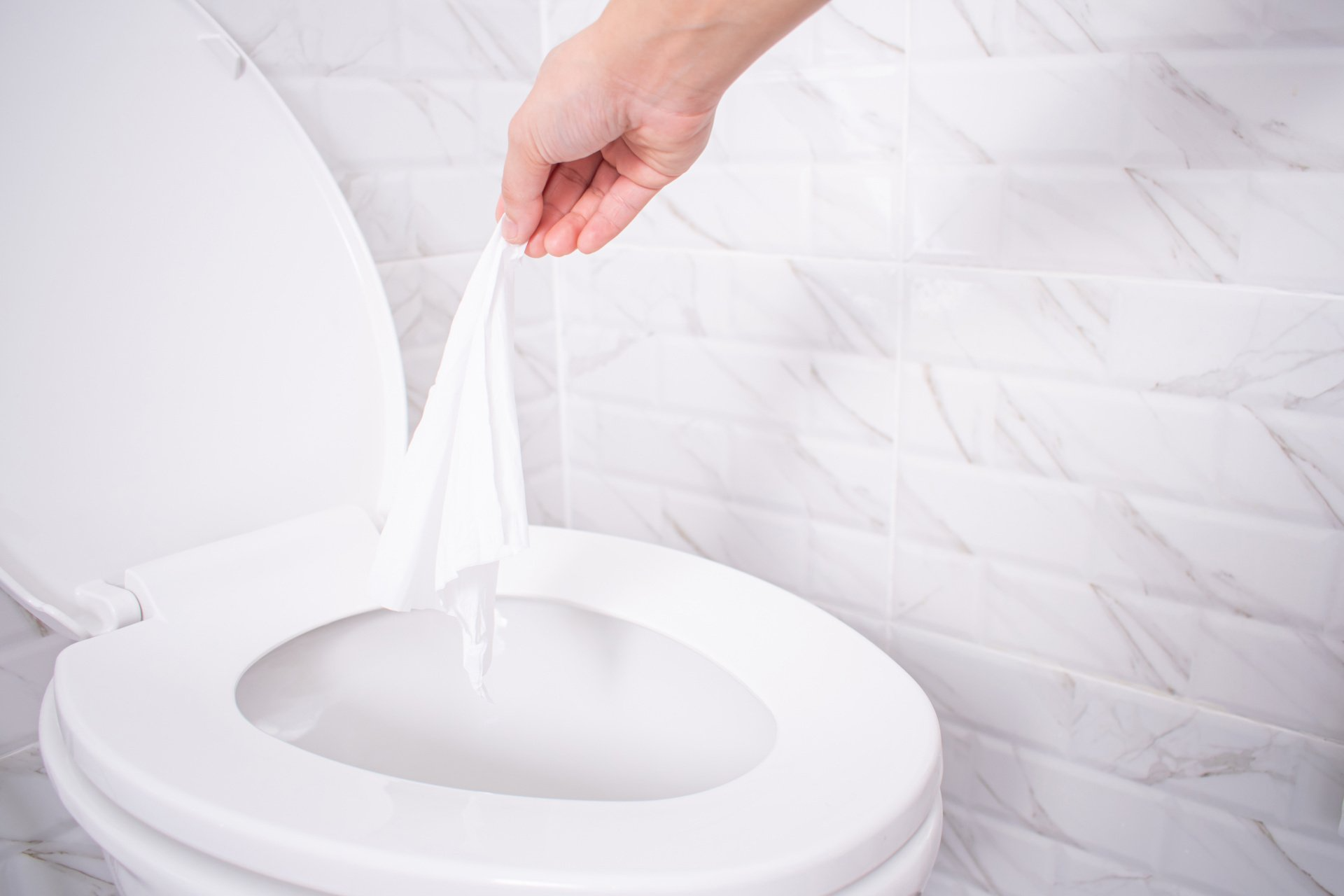 flushing a flushable wipe down the toilet
