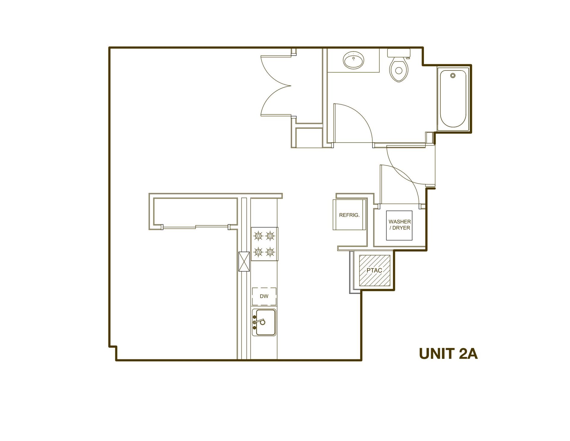 A black and white floor plan of a small apartment.