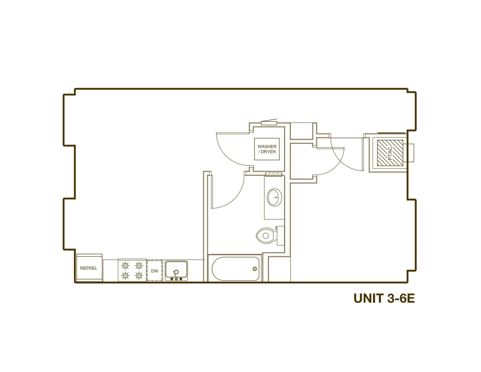 A black and white floor plan of a small apartment.