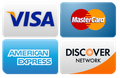 Accept: Visa, Mastercard, Discover, American Express