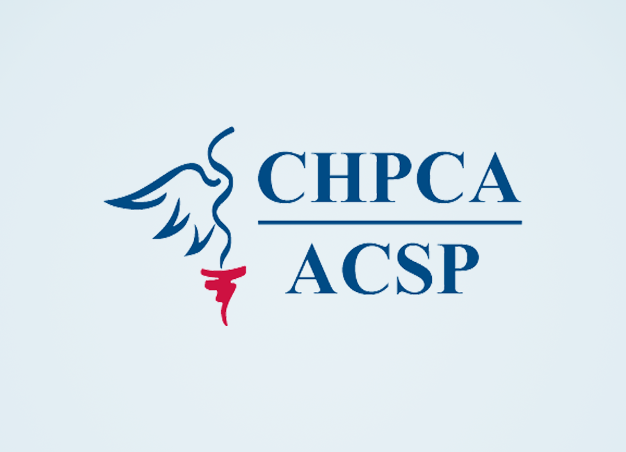 The logo for chpca acsp is blue and red