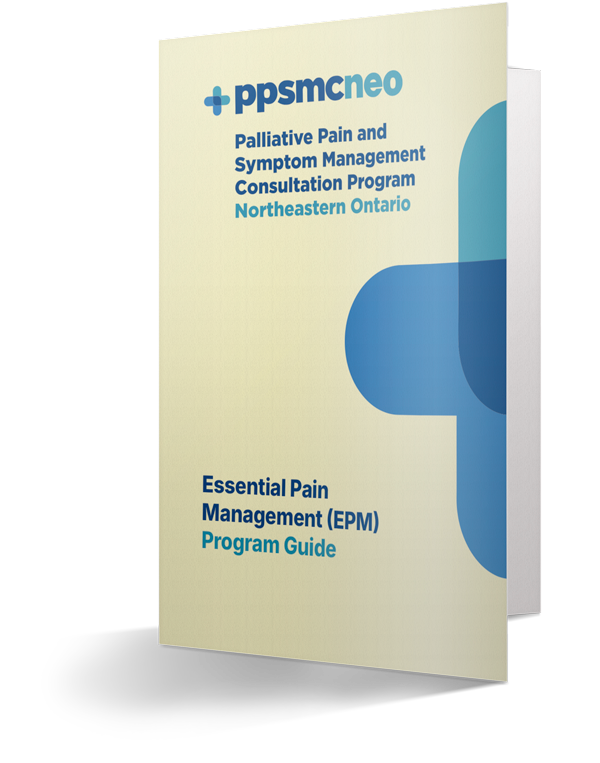 A pamphlet titled palliative pain and symptom management consultation program northeastern ontario