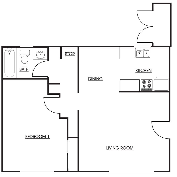 1 bedroom 1 bathroom floor plan