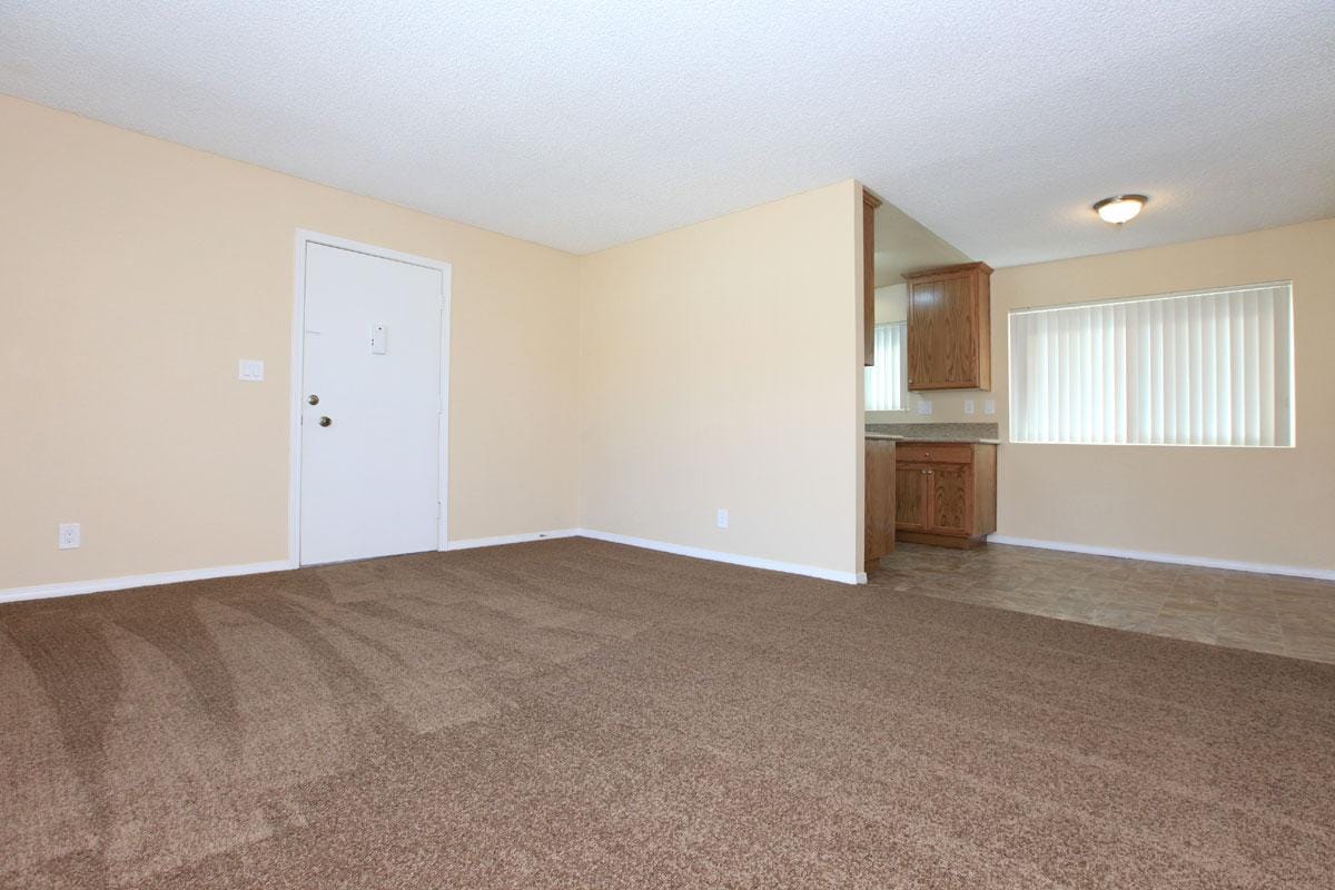 Living area with carpet.