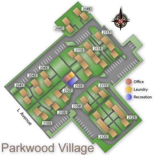 Site map for Parkwood Village.