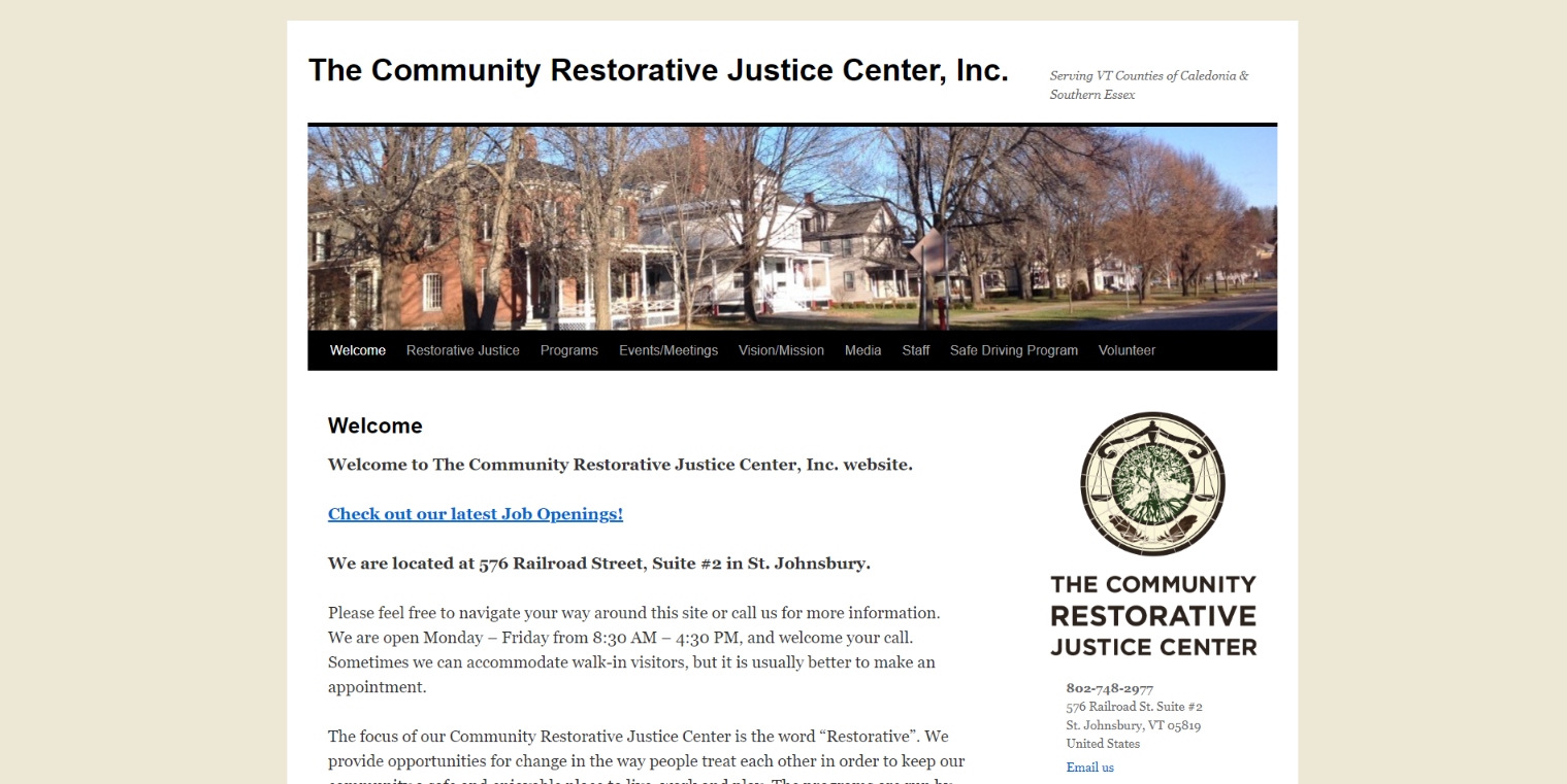 Community Restorative Justice Center Website Before