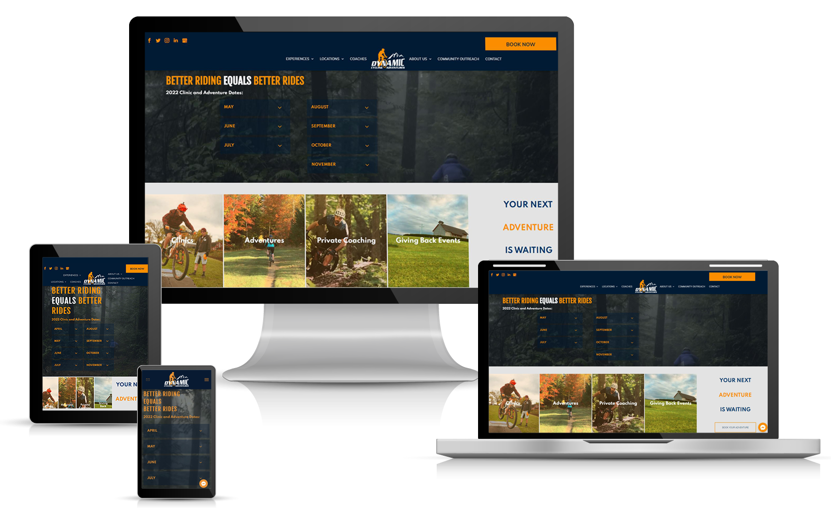Dynamic Cycling Adventures Website Design on Multiple Screens and Devices