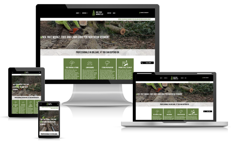 NEK Tree Workz's responsive website designed by Northeast Kingdom Online in Vermont.