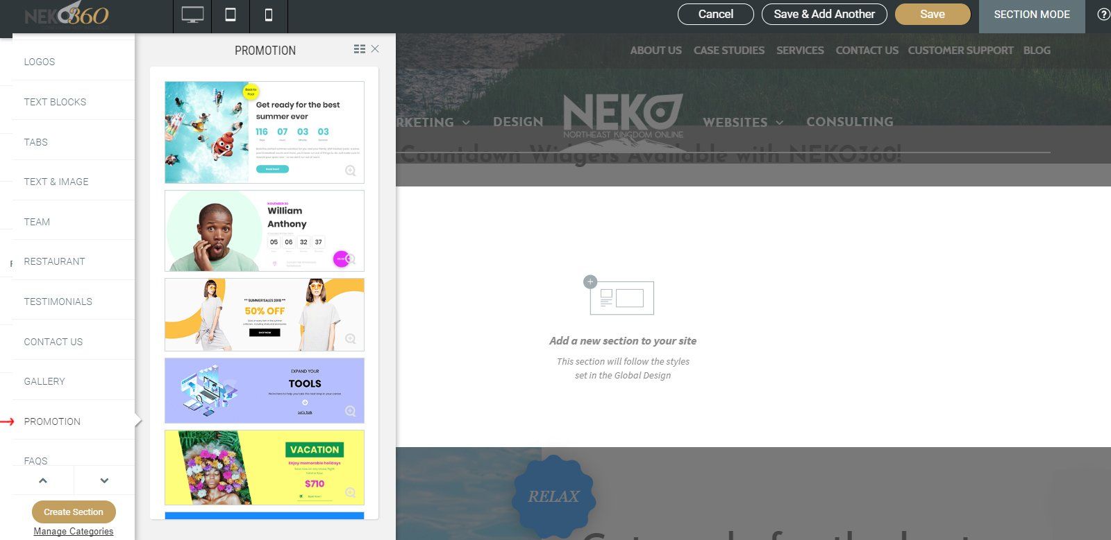 How to add Promotional items to your NEKO360 Website?