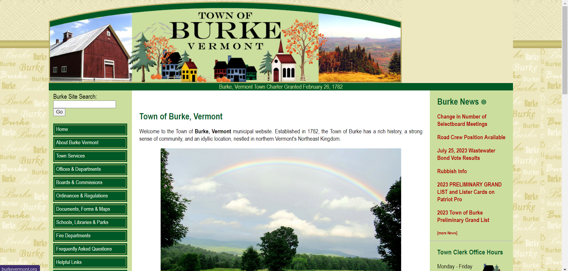 Town of Burke Vermont Website Design Before NEKO