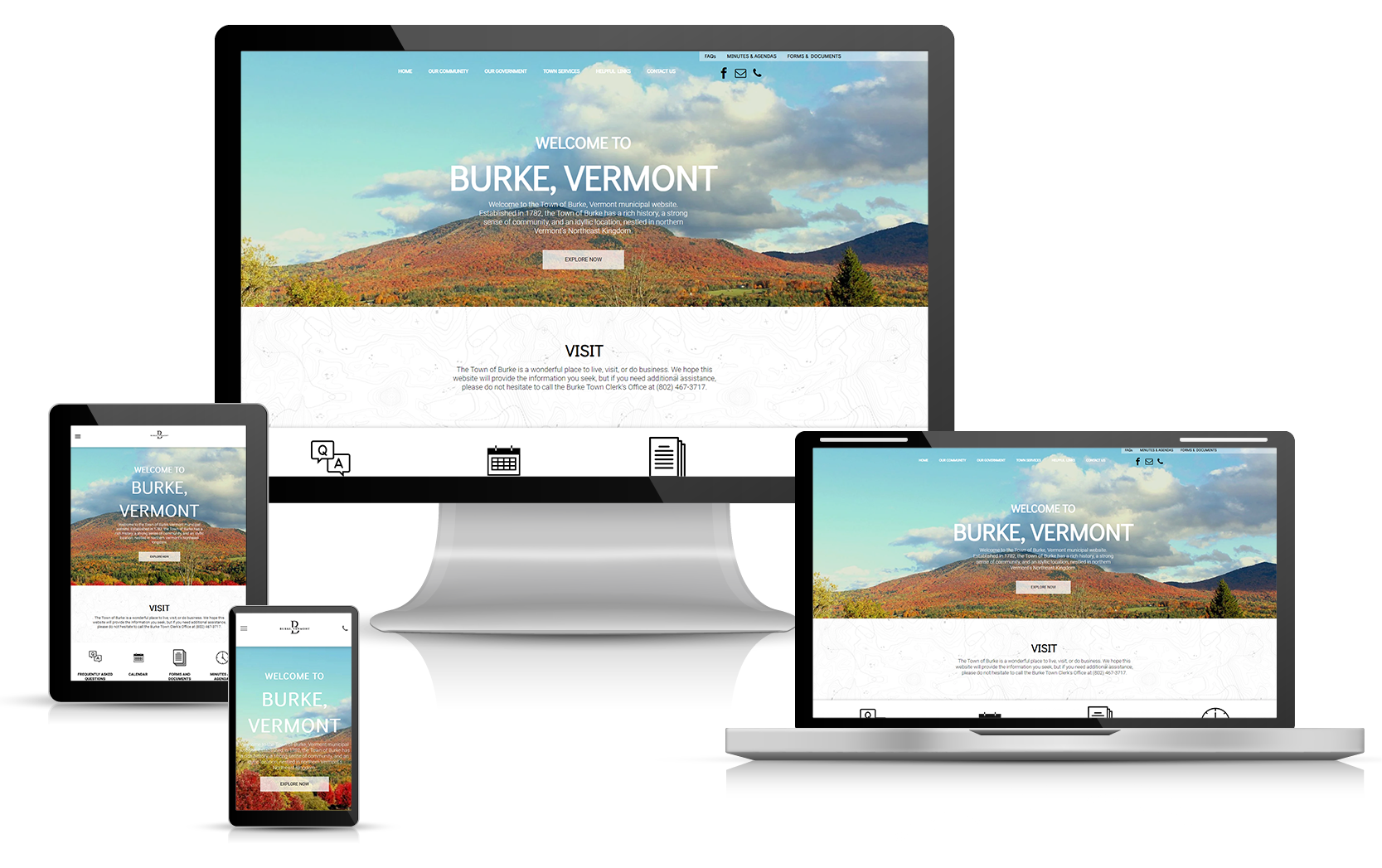 Town of Burke Website Design on Multiple Screens and Devices