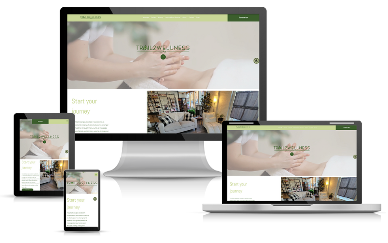 Trail2Wellness Spa Website Design on Multiple Screens and Devices