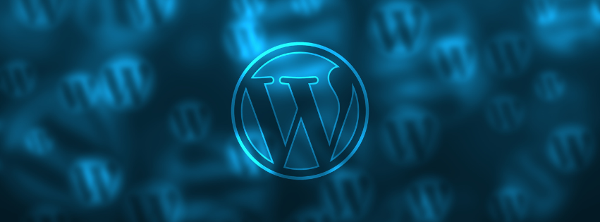 A blue background with a wordpress logo on it.