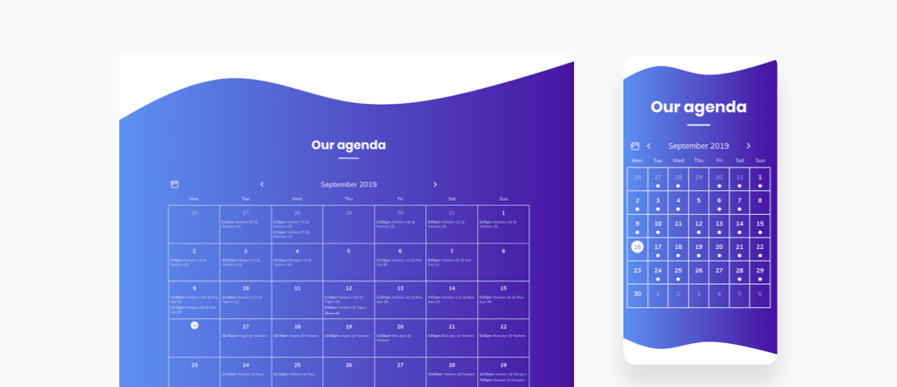 Company Agenda Style Calendar Section