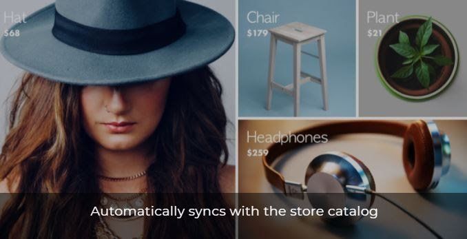 A hat, chair, plant, and headphones with the price and name on the image