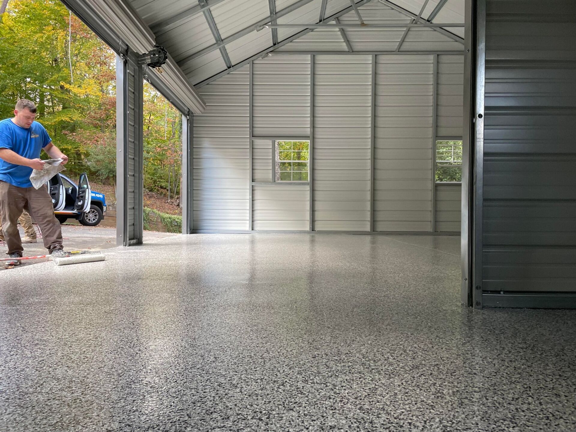 color chip/flake epoxy floors in garage