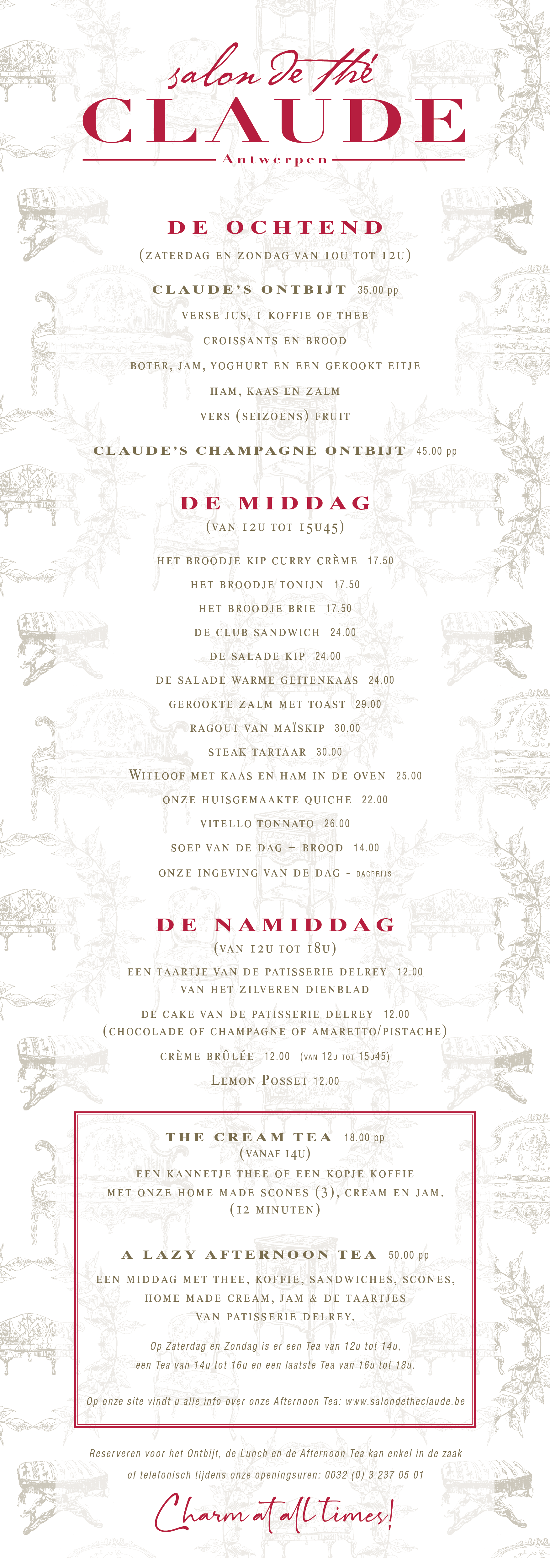 Salon de thé Claude menu