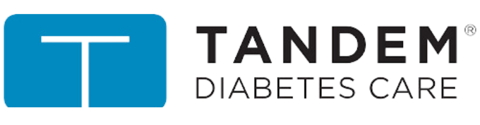 A logo for tandem diabetes care with a blue t on a white background.