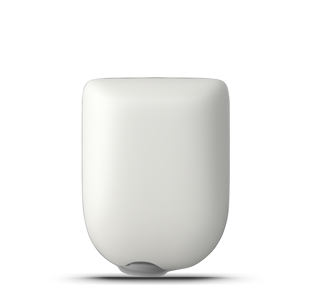 A white object with a shadow on a white background.