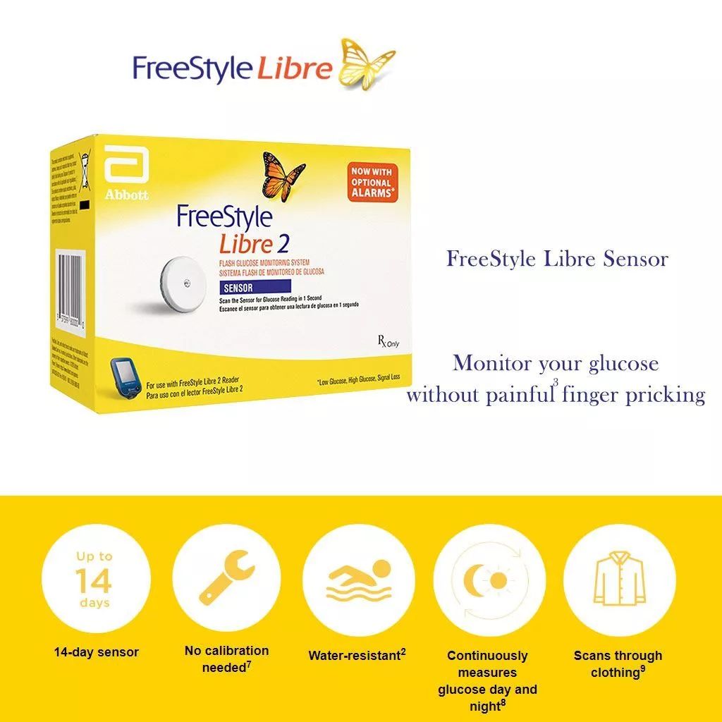 A box of freestyle libre 2 with a butterfly on it