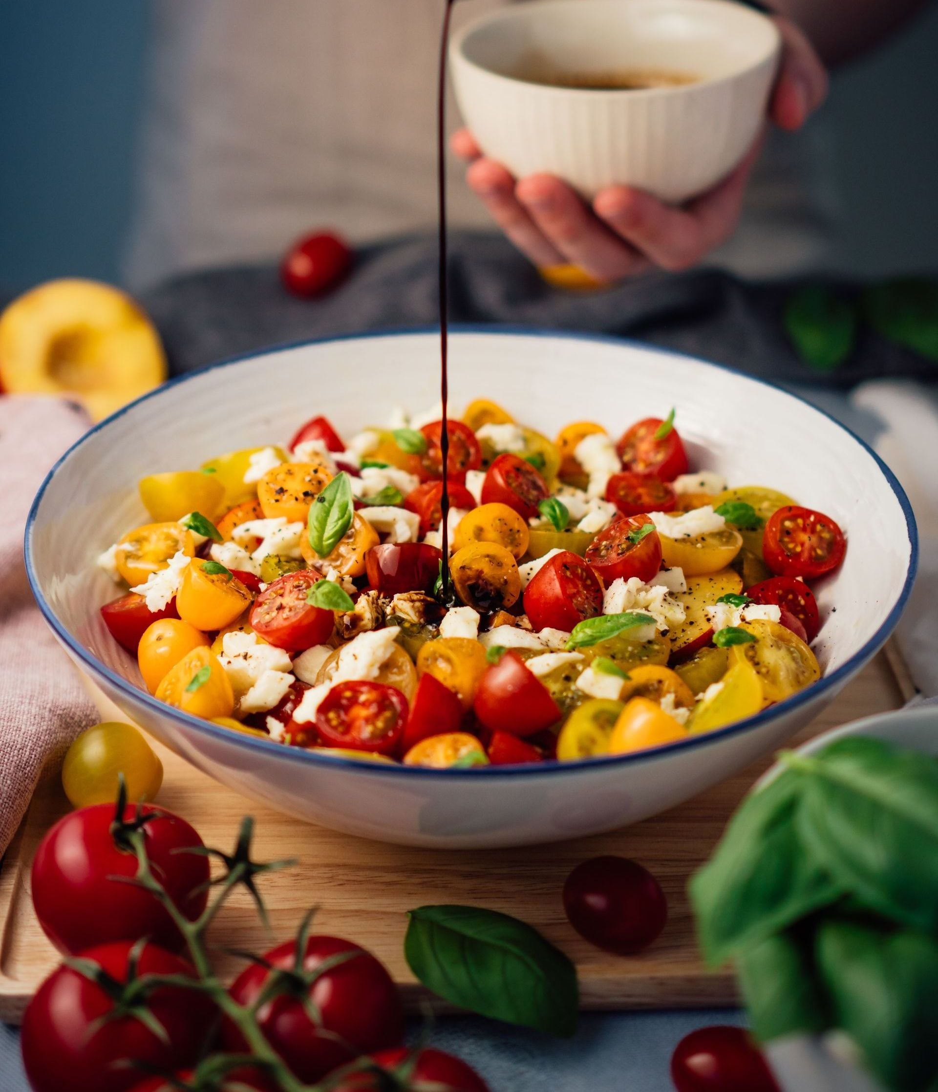 making a caprese salad