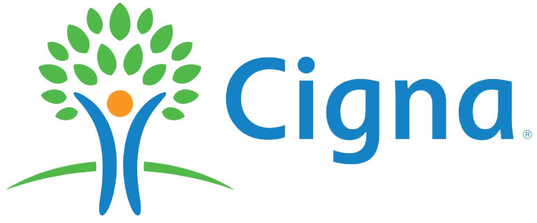 The cigna logo has a tree and a person in it.