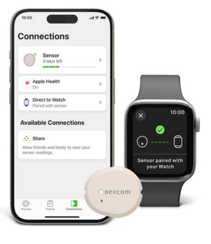 A smart phone and a smart watch are connected to each other.